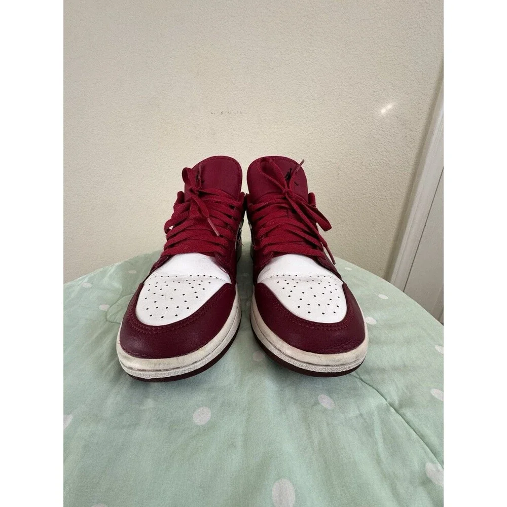Jordan Air Jordan 1 Low Men’s Lace-Up Sneakers Burgundy/White/Black Size 9.5